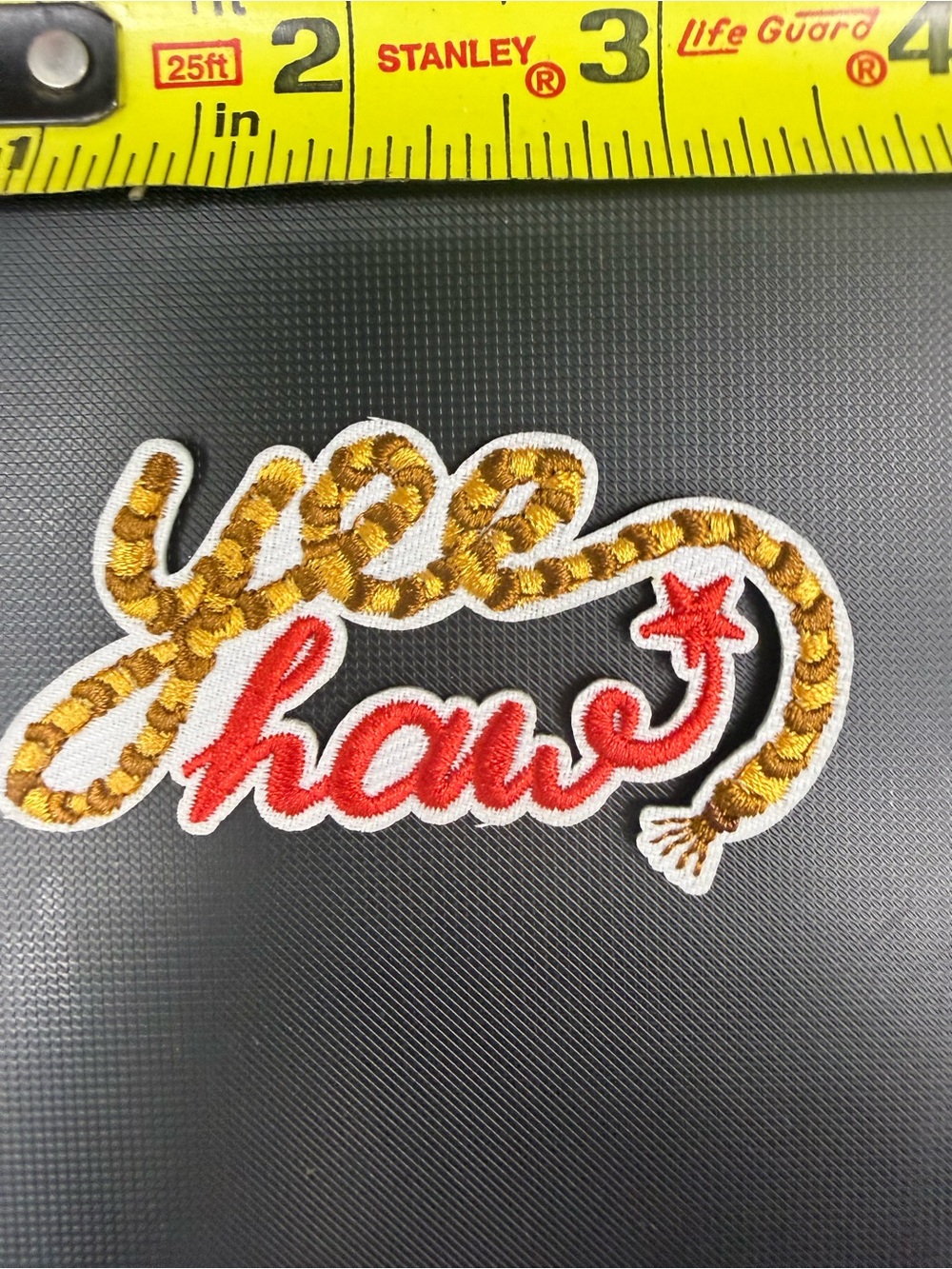 'Yee Haw' Embroidered Wall Decal in Gold and Red